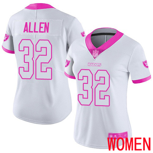 Oakland Raiders Limited White Pink Women Marcus Allen Jersey NFL Football #32 Rush Fashion Jersey